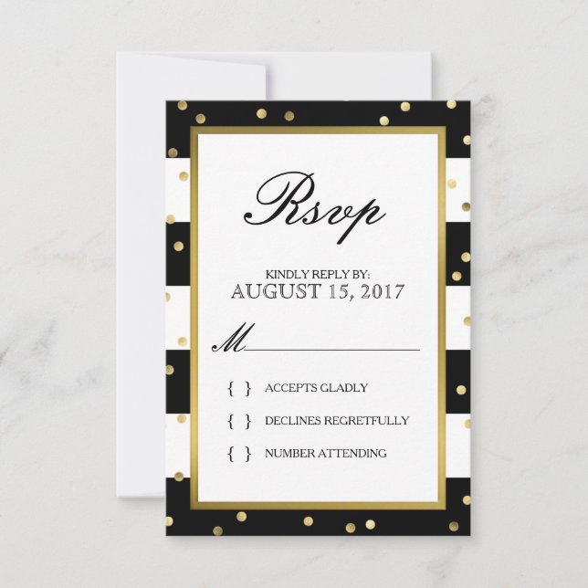 Zerrstreifen | Elegante Wedding RSVP Card (Vorderseite)