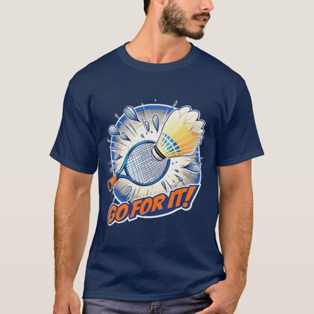 Zerschlagen! Comic Style Badminton T - Shirt (Vorderseite)