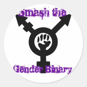 Zerschlagen des binären transfeministischen Aufkle Runder Aufkleber