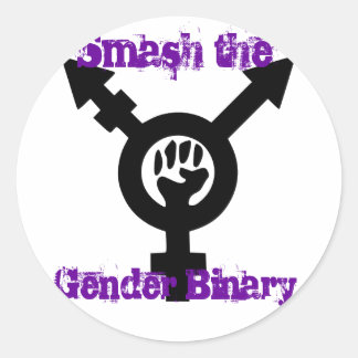 Zerschlagen des binären transfeministischen Aufkle Runder Aufkleber