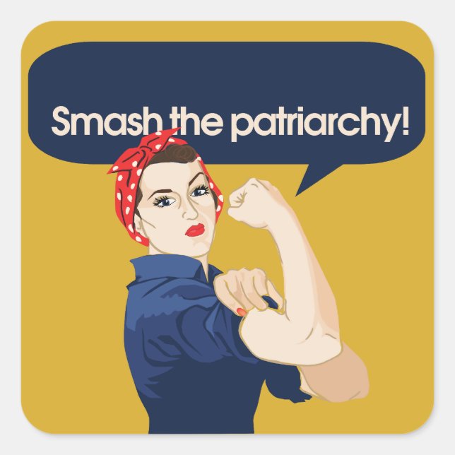 Zerschlagt das Patriarchat-feministische Sprichwor Quadratischer Aufkleber (Vorderseite)