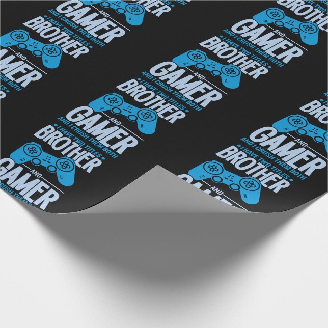 Zerschlagung von zwei Titeln Bruder und Gamer Geschenkpapier (Ecke)