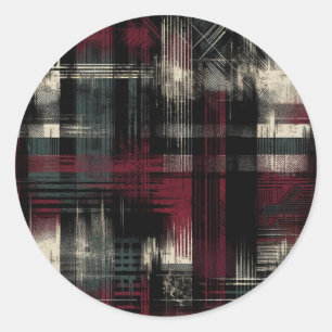 Zerschundene Grungy Alternative Grunge Karomuster Runder Aufkleber