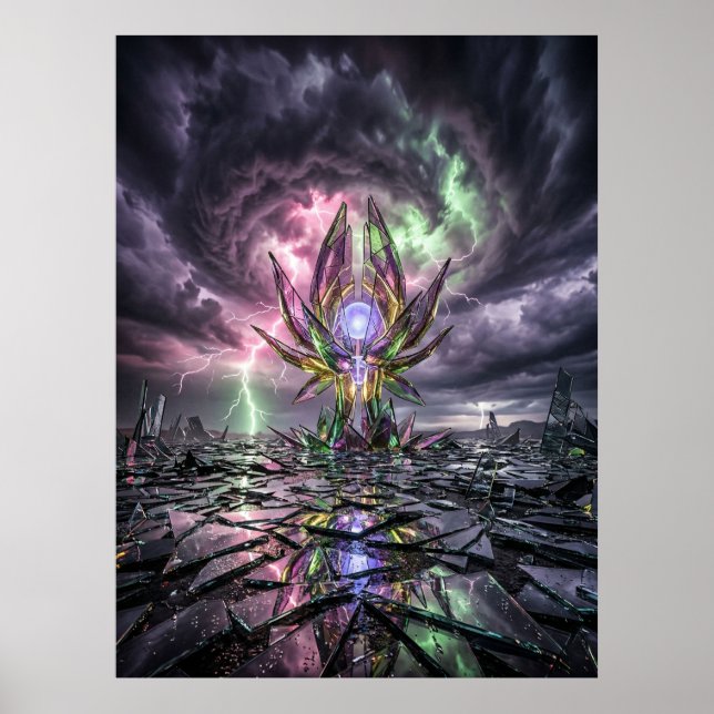 Zersplitterte Glas-Sturm-Landschaft Poster (Vorne)