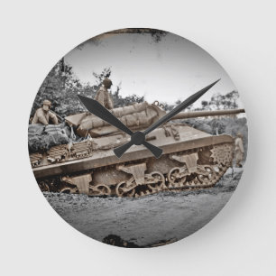 Zerstörer des Behälter-M-10 WWII Runde Wanduhr
