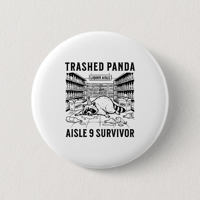 Zerstörter Panda Likör Lustiger Kater Crazy Betrun Button (Vorderseite)