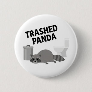 Zerstörter Panda Lustiger Betrunkener Waschbär Button