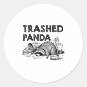 Zerstörter Panda Lustiger Betrunkener Waschbär Wir Runder Aufkleber