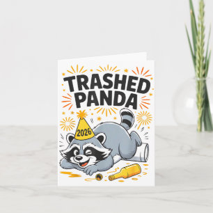 Zerstörter Panda Neujahr 2026 Lustiger betrunkener Karte