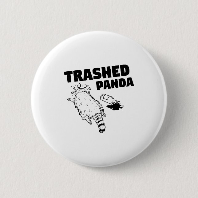 Zerstörter Panda Waschbär Lustiger Waschbär wird b Button (Vorderseite)