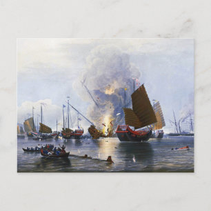 Zerstörung der Junks des chinesischen Krieges 1843 Postkarte