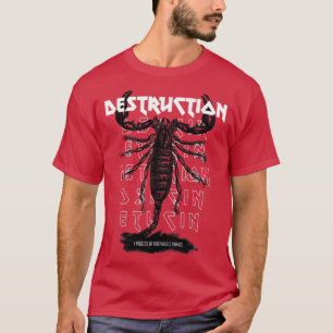 Zerstörung Vintager Skorpione zeichnend T-Shirt