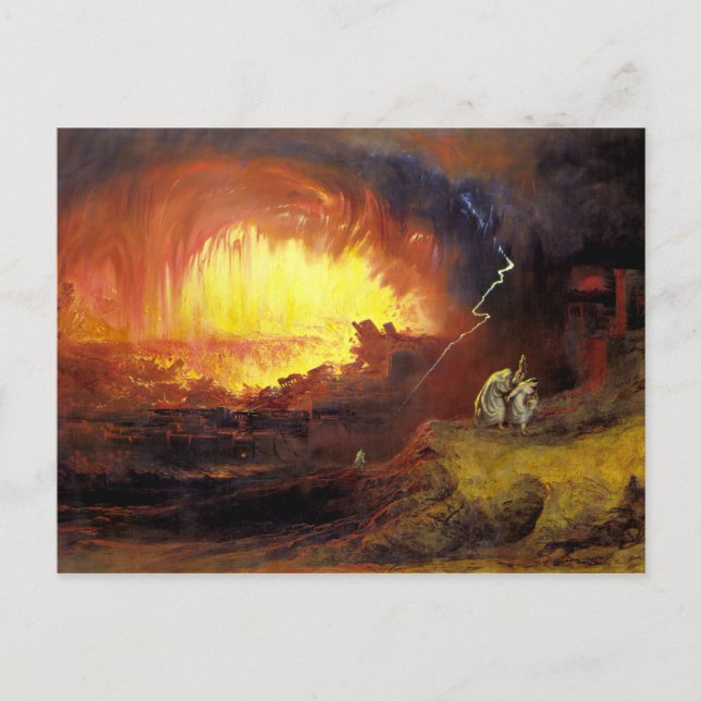 Zerstörung von Sodom und Gommorah Postkarte (Vorderseite)