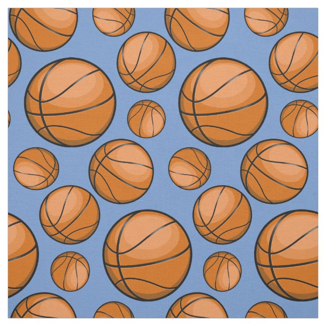 Zerstreute Basketbälle hellblau Stoff (Muster)