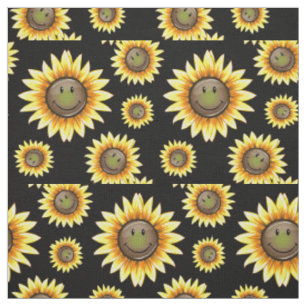 Zerstreute lächelnde Sonnenblume Stoff
