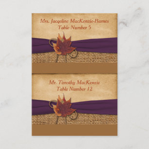 Zerteilte FAUX Jute, Blätter Platzkarten - Lila