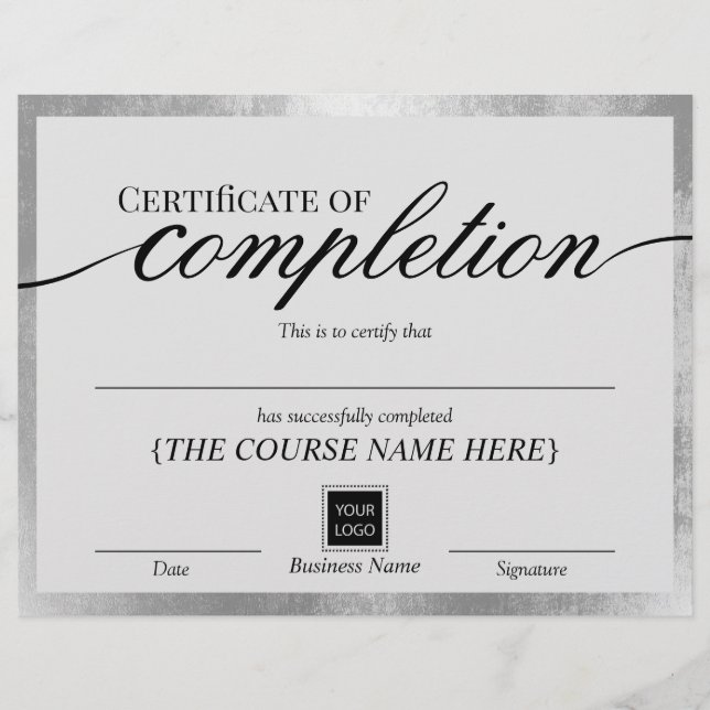 Zertifikat für den Abschluss des Silver Frame Awar (Vorderseite)