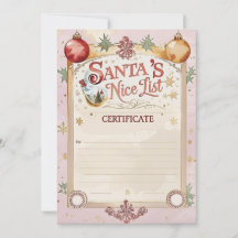 Zertifikat für die Nice List von Santa | Pastellro