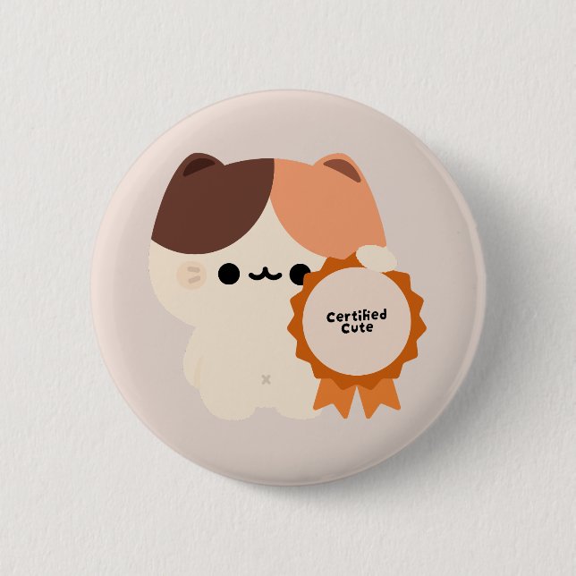 Zertifiziert süße Katze Button (Vorderseite)