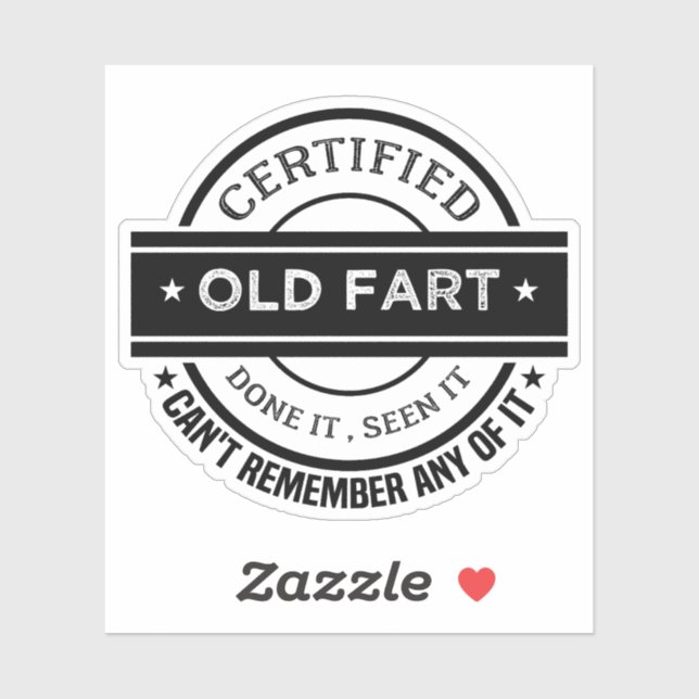 Zertifizierte Alte Furz Shirt Funny Retirement Ges Aufkleber (Blatt)