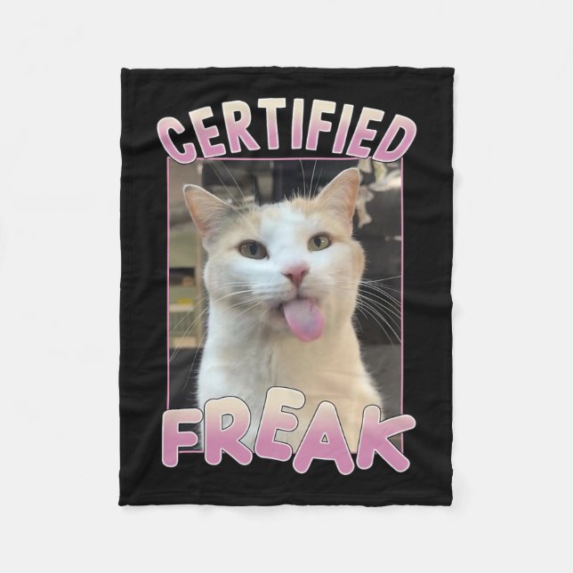 Zertifizierte Freak Niedlich Cat Meme Liebhaber vo Fleecedecke (Vorderseite)