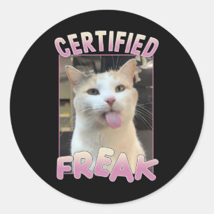 Zertifizierte Freak Niedlich Cat Meme Liebhaber vo Runder Aufkleber