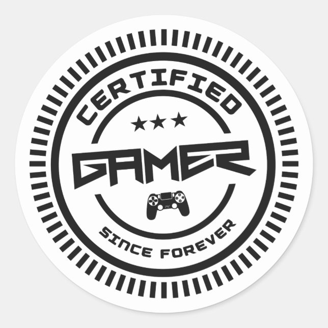 Zertifizierte Gamer-Sticker Runder Aufkleber (Vorderseite)