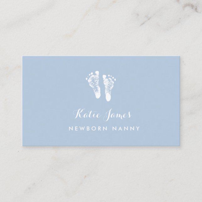Zertifizierte Nanny Simple Newborn Baby Footprints Visitenkarte (Vorderseite)