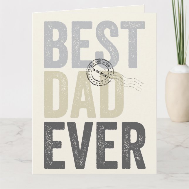 Zertifizierte Typografie für den besten Vater je V Karte (Vorderseite)