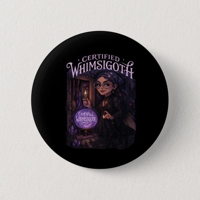 Zertifizierte Whimsigoth Hexe Broom Closet Classic Button (Vorderseite)