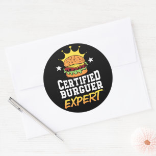 Zertifizierter Burger Expert Hamburger Handgezogen Runder Aufkleber