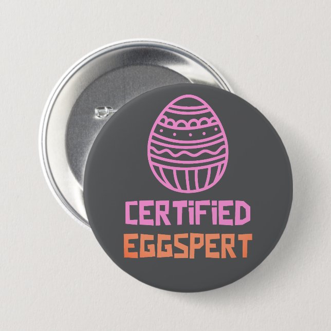 Zertifizierter Eier-Experte Ostern-Knopf Button (Vorne & Hinten)