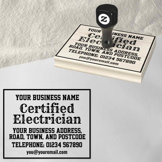Zertifizierter Elektriker mit Namen, Anschrift usw Gummistempel (Von Creator hochgeladen)