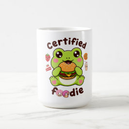 Zertifizierter Foodie Süßer Kawaii-Frosch isst Bur Kaffeetasse