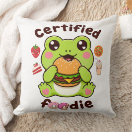 Zertifizierter Foodie Süßer Kawaii-Frosch isst Bur Kissen