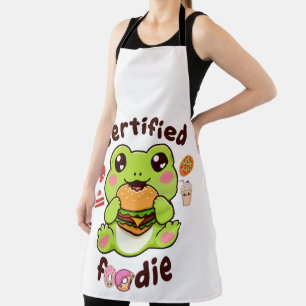 Zertifizierter Foodie Süßer Kawaii Frosch isst Bur Schürze