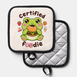 Zertifizierter Foodie Süßer Kawaii Frosch isst Bur Topflappen