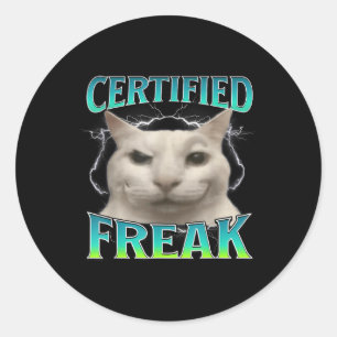Zertifizierter Freak Funny Cat Meme Alberner Stari Runder Aufkleber