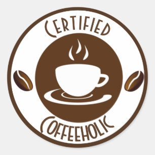 Zertifizierter KaffeeHolische Briefmarke Runder Aufkleber