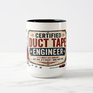 Zertifizierter Klebeband-Ingenieur Lustiger Becher Zweifarbige Tasse