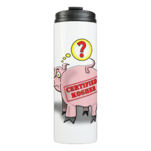Zertifizierter Koscher-Schweinefleisch-Cartoon Thermosbecher