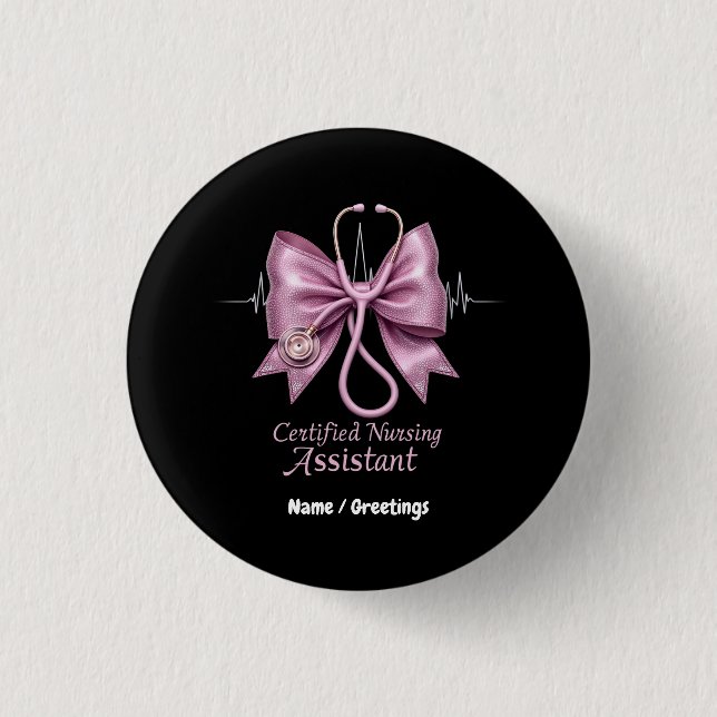 Zertifizierter Pflegeassistent CNA Coquette Bow Button (Vorderseite)