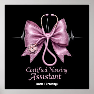 Zertifizierter Pflegeassistent CNA Coquette Bow Poster