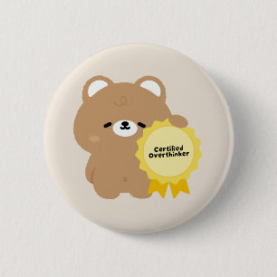 Zertifizierter Überdenker Braunbär Button