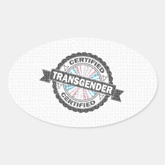 Zertifiziertes Siegel der Transgender Pride Ovaler Aufkleber (Vorderseite)