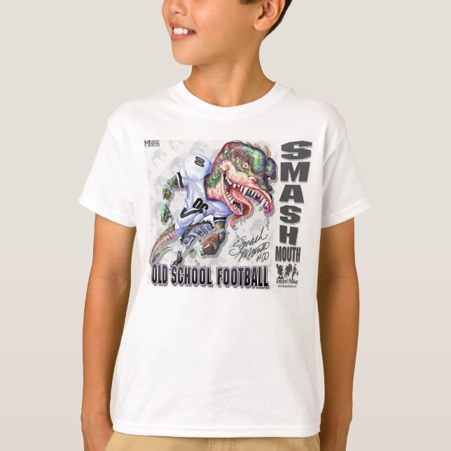 Zertrümmern-Mund Dinosaurier-Fußball T-Shirt (Vorderseite)