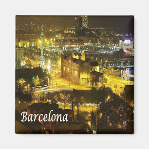 zES018 BARCELONA by Night, Spanien, Kühlschrank Magnet