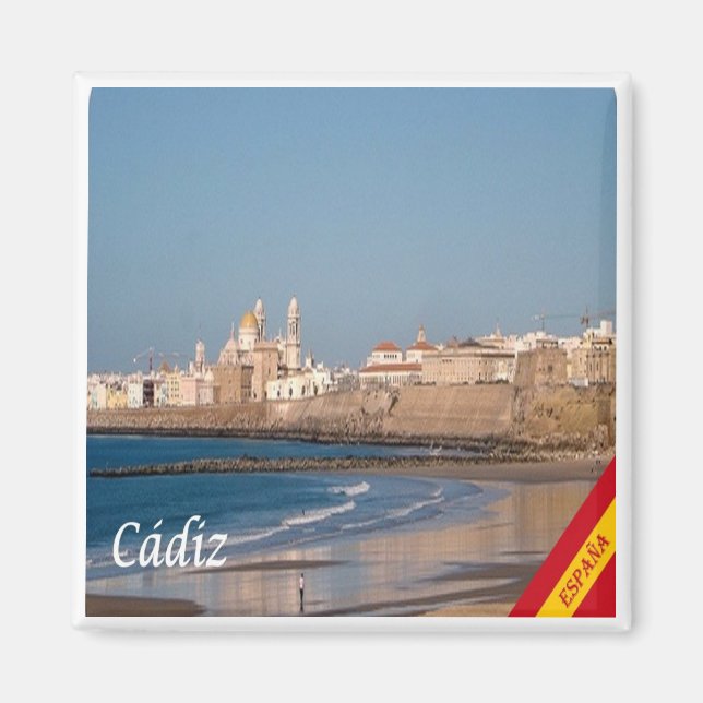 zES028 CADIZ Panorama Spanien, Kühlschrank Magnet (Vorne)
