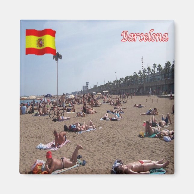 zES040 BARCELONA, The Beach, Spanien, Kühlschrank Magnet (Vorne)