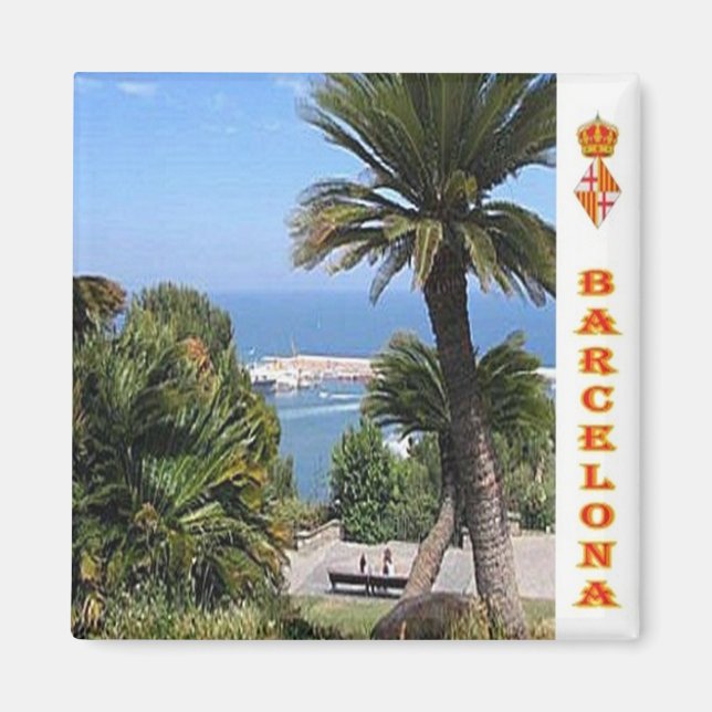 zES044 BARCELONA Panorama Spanien, Kühlschrank Magnet (Vorne)